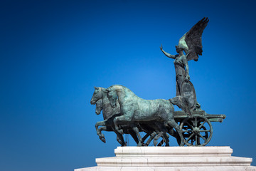 Bronze statue of Winged Victory on the top of King Vittorio Emanuele II; also called Vittoriano