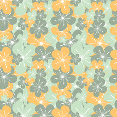 abstract colorful yellow blue flowers seamless vector pattern background illustration