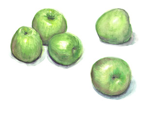 Watercolor apples
