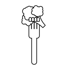 fork with broccoli fresh vegetable isolated icon vector illustration design