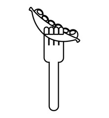 fork with beans fresh vegetable isolated icon vector illustration design