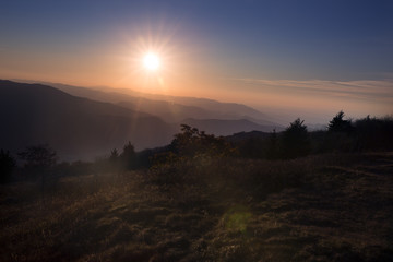 Sunset over Blue Ridge Mountains in Virginia