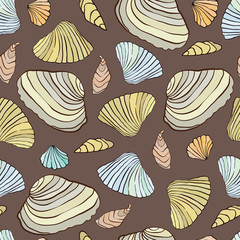Sea Shell. Seamless pattern.