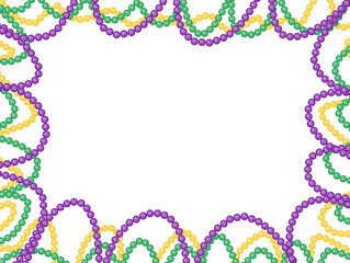 Mardi Gras beads frame, isolated on white background. Vector illustration © Lucia Fox