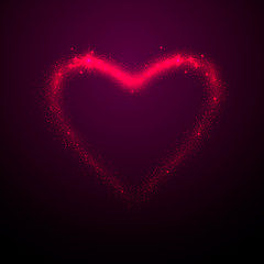 Vector illustration of shine glow pink heart silhouette