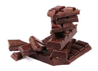 chocolate bars isolated on white background