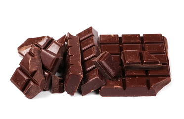chocolate bars isolated on white background