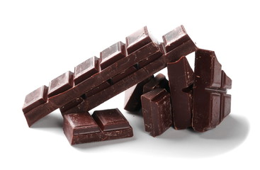 chocolate bars isolated on white background