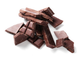 chocolate bars isolated on white background