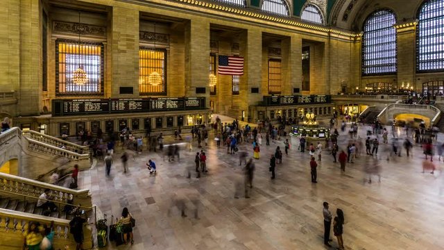 Aerial view of Grand Central train station ticket hall in Manhattan, New York City, NY
