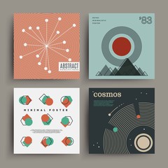 Obraz premium Retro futuristic minimalistic poster with geometric figures and muted colors