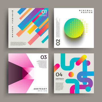 Bright geometric posters. Vector design template for placards and brochure