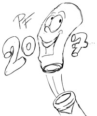 New Year  bottle of champagne sketch - vector illustration