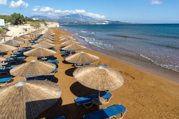 Panoramic view of Xi Beach,beach with red sand in Kefalonia, Ionian islands, Greece