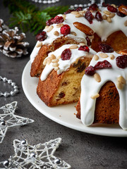 christmas cake with fruits and nuts