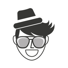 young man character hipster style vector illustration design