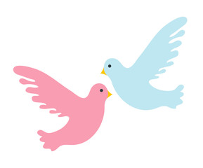 Couple pigeons icon, flat design. Isolated on white background. Vector illustration, clip art