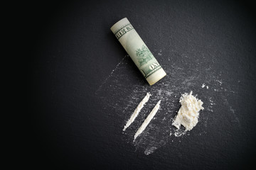 Cocaine drug addiction.