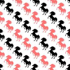 Seamless pattern with horses. Vector illustration
