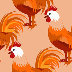 Seamless pattern with cock. Vector illustration