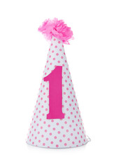 Birthday party cap on white background