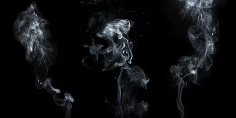 Foto auf Acrylglas Rauch set of white smoke on black background