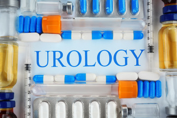 Set of medicine, closeup. Urology concept