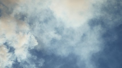 white smoke against a blue cloud sky sunlight landscape nature