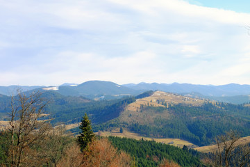 View of beautiful landscape with mountains