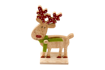 Cute little deer. Winter, Christmas, New Year decoration. Decorative deer - children's room, interior, home decor. Isolated on white background. Stag in top, front view. Closeup..