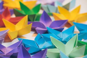 Obraz premium Close-Up Of Paper Flower Against White Background.