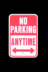 No Parking Sign - black background