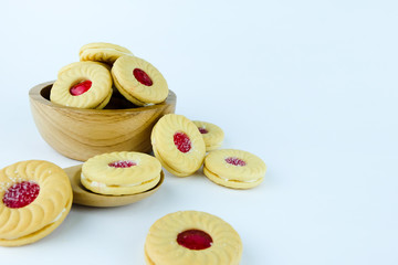 Cookies or biscuits on white background.