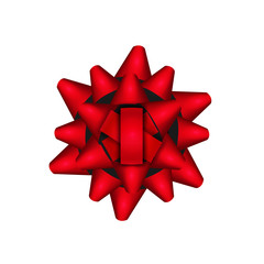 Realistic beautiful red bow isolated on white background. illustration