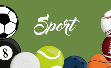 Naklejka premium football soccer pool golf tennis bowling basketball baseball assorted sport balls related icons emblem image vector illustration design 