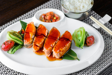 Salmon fillet with sauce