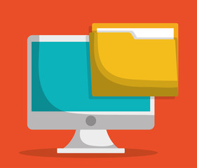 computer and file folder icon image vector illustration design 