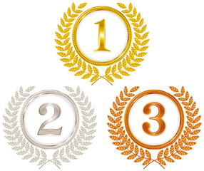 Naklejka premium 金メダル、銀メダル、銅メダル