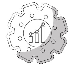 gear with graphic chart icon over white background. vector illustration
