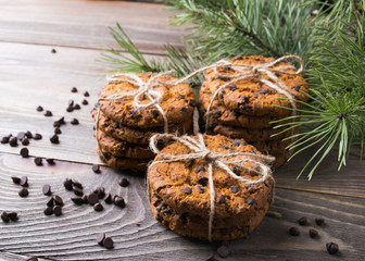 Delicious homemade cookies chocolate chip is tied with a rope ly