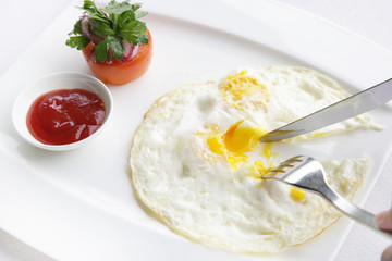 Sunny side up fried egg for breakfast