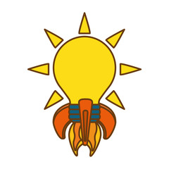 bulb light launching icon over white background. start-up concept. colorful design. vector illustration