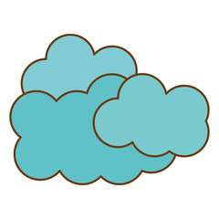 blue clouds icon over white background. colorful design. vector illustration