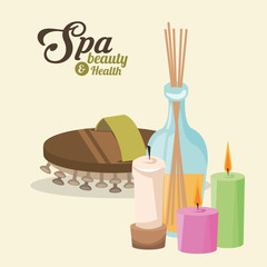 spa beauty and health massages treatment incense sticks vector illustration