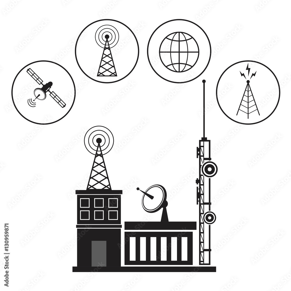 Poster building broadcasting network service vector illustration eps 10