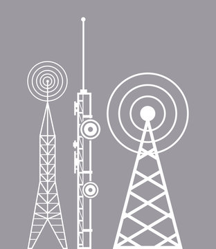 Towers Telecommunication Television Radio Vector Illustration Eps 10