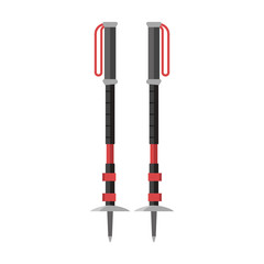 Winter trekking poles vector illustration. Mountain climbing sticks isolated on white background.