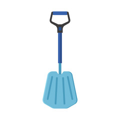 Snow shovel vector illustration. Blue sport emergency or avalanche shovel isolated on white background.