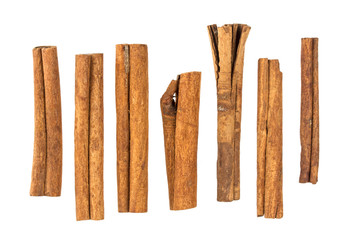 Cinnamon sticks isolated on white background with clipping path