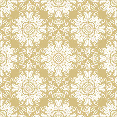 Seamless classic vector pattern. Traditional orient ornament. Classic vintage golden and white background